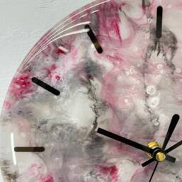 25cm Grey Blood Red Black & White Abstract Modern Resin Wall Clock, Unusual Decor, Unique Clocks - thumbnail 3
