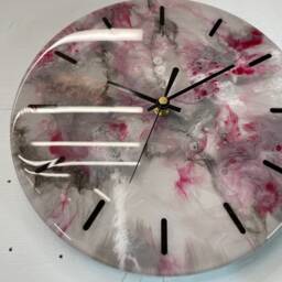 25cm Grey Blood Red Black & White Abstract Modern Resin Wall Clock, Unusual Decor, Unique Clocks - thumbnail 4
