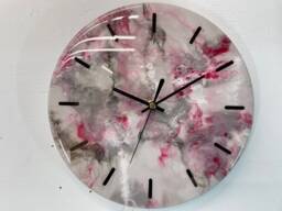 25cm Grey Blood Red Black & White Abstract Modern Resin Wall Clock, Unusual Decor, Unique Clocks
