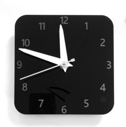 Square Wall Clock in Black Acrylic 20cm X Laser Engraved Numbers - thumbnail 1