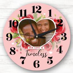 Love Timeless Photo Rose Valentine's Day Gift Anniversary Personalised Clock - thumbnail 1