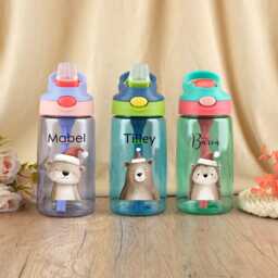 Custom Christmas Cup With Straw, Kids Water Bottles, Party Favors, Bottle Name, Gift Idea Children - thumbnail 4