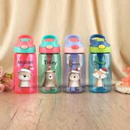 Custom Christmas Cup With Straw, Kids Water Bottles, Party Favors, Bottle Name, Gift Idea Children - thumbnail 3