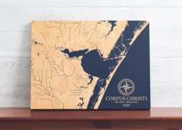 Corpus Christi, Texas Map - Engraved Wood Coastal Chart Wall Art Sign, Beach Home Decor Nautical Print, Unique Personalized Family Gift - thumbnail 1