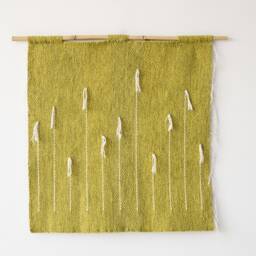 Abstract Dandelion Fiber Art - Handwoven Wool Tapestry Modern Japandi Wall Decor Denti Di Leone - thumbnail 4