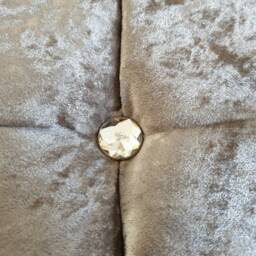 Footstool Handmade Beige Valvet Fabric With Crystal Design & Silver Legs 45x45cm Solid Strong Qulity Frame Pouffee Seat UK - thumbnail 3
