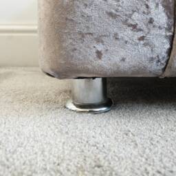 Handmade Beige Velvet Footstool With Crystal Detail & Silver Legs 45x45cm - thumbnail 4