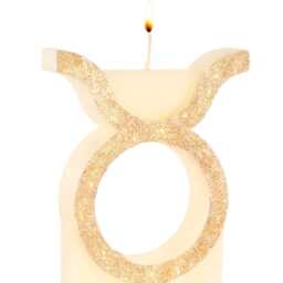 Glitter Taurus Zodiac Symbol Candle Beeswax Astrology Decor - thumbnail 2