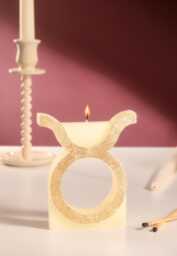 Glitter Taurus Zodiac Symbol Candle Beeswax Astrology Decor - thumbnail 1
