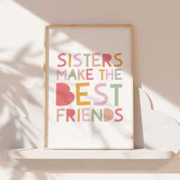 Set Of 3 Sister Prints, Wall Art, Rainbow Print, Colourful, Girls Bedroom Decor, Shared Bedroom, Gift, Nursery Twins - thumbnail 3