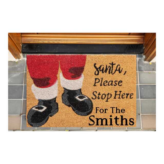 Personalised Doormat, Santa Stop Here, Xmas, Christmas Mat - image 1