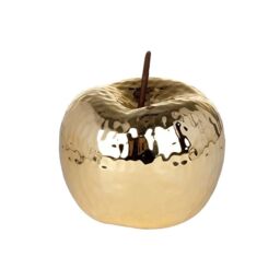 Golden Ceramic Apple Christmas Decoration - Festive Ornament Shiny Classy Glitz Glam Garden Food Fruit Allotment Gardner Gift