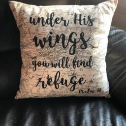 Psalm 91 Throw Pillow Handmade Cotton Quote Pillow - thumbnail 2