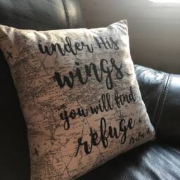 Psalm 91 Throw Pillow Handmade Cotton Quote Pillow - thumbnail 3
