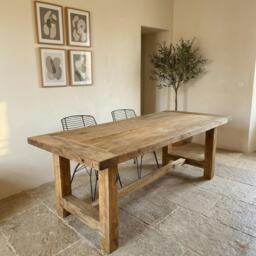 Reclaimed Oak Dining Table - Handcrafted Rustic Farmhouse From Antique Wood - thumbnail 2