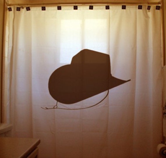 Cowboy Hat Shower Curtain, Western Bathroom Decor, Extra Long Fabric Curtain - image 1