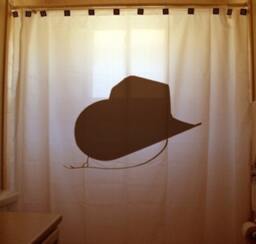 Cowboy Hat Shower Curtain, Western Bathroom Decor, Extra Long Fabric Curtain - thumbnail 1