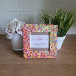 Colourful Flower Sequin Square Photo Frame 4 X Inches - thumbnail 3