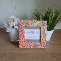 Colourful Flower Sequin Square Photo Frame 4 X Inches - thumbnail 1