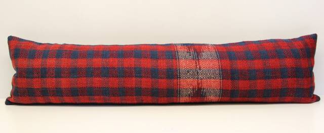 Handmade Kilim Lumbar Pillow Cover, King Size 12x48, Turkish Wool - image 1
