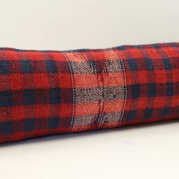 Handmade Kilim Lumbar Pillow Cover, King Size 12x48, Turkish Wool - thumbnail 2