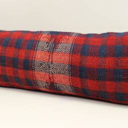 Handmade Kilim Lumbar Pillow Cover, King Size 12x48, Turkish Wool - thumbnail 3