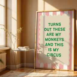 Turns Out These Are My Monkeys & This Is Circus Art Print, Typography Living Room Decor, Prints For The Home, Wall Art, Minimalist - thumbnail 3