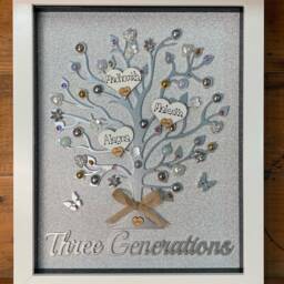 Personalised Family Tree Frame - Customised Names Box Handmade Birthday Gift With Optional Led Lights - thumbnail 2