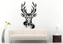 Flower Floral Beautiful Deer Head Wall Decal Vinyl Sticker Mural Room Decor L737 - thumbnail 1