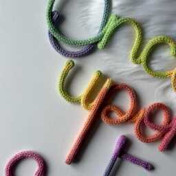 "Rainbow Knitted Wire Sign Kids Room Decor - ""Once Upon A Time" - thumbnail 3