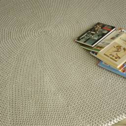 Handmade Light Gray Cotton Round Rug 140cm - thumbnail 3