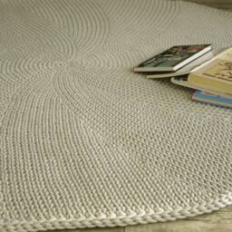 Handmade Light Gray Cotton Round Rug 140cm - thumbnail 2