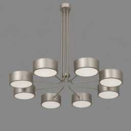 Handmade Brass Chandelier, 8-Light Drum Shade, Mid Century Modern Pendant Light - thumbnail 3