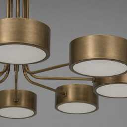 Handmade Brass Chandelier, 8-Light Drum Shade, Mid Century Modern Pendant Light - thumbnail 2