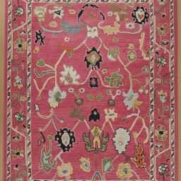 Handmade Wool Oushak Rug, 8x10 Hand Woven Pink Bedroom Carpet - thumbnail 2