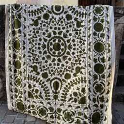Hand Embroidered Suzani Quilt - Boho Bedding Colorful Uzbek Style Bedspread Handmade Cotton - thumbnail 3