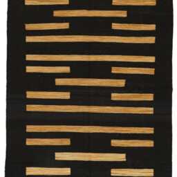 Handmade Black & Gold Kilim Rug Boho Runner, Custom Size - thumbnail 2