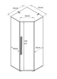 Furneo Modern White High Gloss & Matt Graphite Corner Wardrobe Bedroom Closet Storage With Led Light Clifton 14G - thumbnail 3