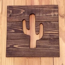 Cactus Cutout Reclaimed Wood Rustic Farmhouse Wall Decoration - thumbnail 2