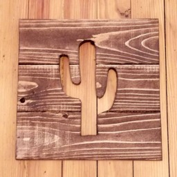 Cactus Cutout Reclaimed Wood Rustic Farmhouse Wall Decoration - thumbnail 1