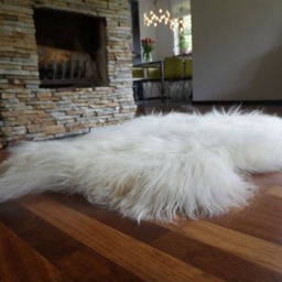 "Sheepskin Icelandic White & Cream Throw Genuine Leather Wool Carpet 52"" X 32" - thumbnail 3