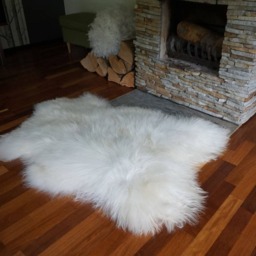 "Sheepskin Icelandic White & Cream Throw Genuine Leather Wool Carpet 52"" X 32" - thumbnail 2