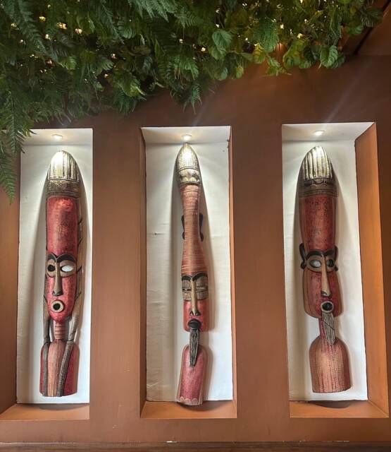 Handcrafted African Tribal Wall Mask Set, Wooden Ethnic Decor - 40 Inches - image 1