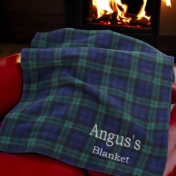 Personalised Tartan Blanket Custom Embroidered Single Fleece Cosy Throw Gift