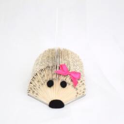 Hedgehog Business Card Holder - Desk Organizer Gift Handmade Book Art - thumbnail 3