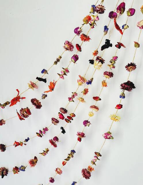 Dried Flower & Rosebud Garland - Wedding Flowers Handmade Gift Idea Folk Wall Decor - image 1