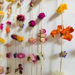 Dried Flower & Rosebud Garland - Wedding Flowers Handmade Gift Idea Folk Wall Decor - thumbnail 3