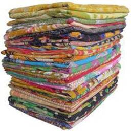 Indian 10 Pcs Mix Lot Tribal Kantha Quilts Vintage Cotton Bed Cover Throw Old Sari Made Assorted Patches Blanket 52x80 Inches Twin - thumbnail 3