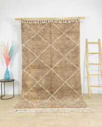 Beige Moroccan Berber Rug, Handwoven Wool Shag Boho Nursery Authentic Beni Ourain Carpet, Large 9x12 Area Rug - thumbnail 1
