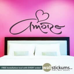 Amore Heart Wall Decal - Italian Love Quote Vinyl Sticker - thumbnail 1